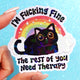 I’m Fucking Fine Sticker – Funny Black Cat Rainbow Holographic Vinyl Sticker