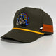 Acapulco Gold With Sewed on Side Leather Pocket Army Green Rope Tall Crown Mesh Back Trucker SnapBack Cap Hat Custom Embroidered