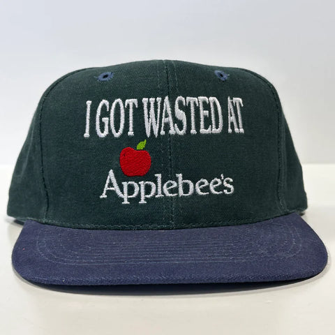 I Got Wasted at Applebees My Vintage Mid Green Crown Funny Strapback Cap Hat Custom Embroidered