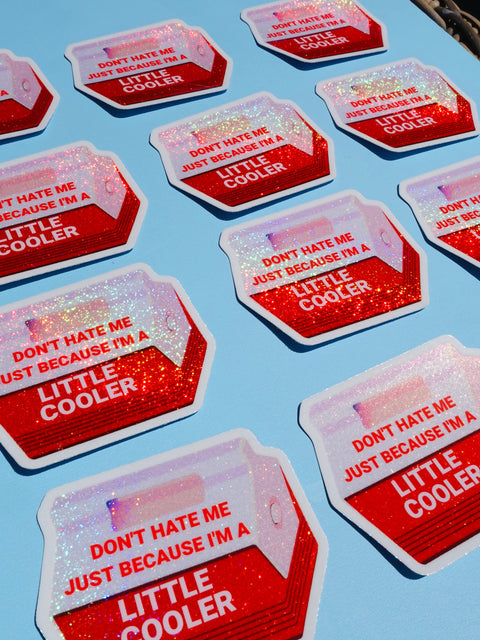 Funny Vinyl Sticker – Little Cooler – Retro Red Holographic Waterproof Decal