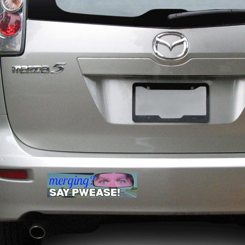 Merging? Say PWEASE! JD  Meme Decal Bumper Sticker