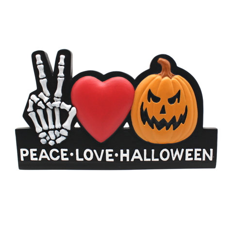 Peace Love Halloween Plaque