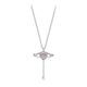 Pink Crystal Heart Angel Wings Pendant Necklace