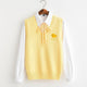 Yellow Sweater Vest with Chick Embroidery