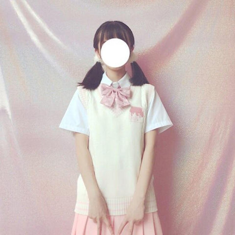 Strawberry Milk Embroidered Vest