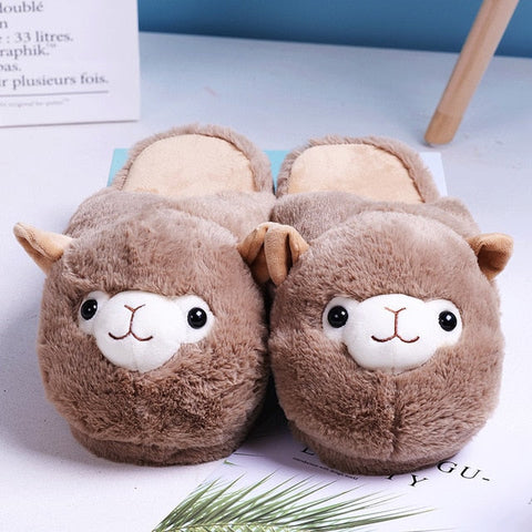 Kawaii Alpaca Plush Slippers