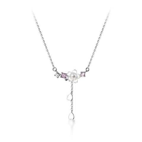 Sakura Drop Charm Pendant Necklace