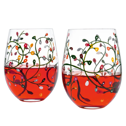 Themed Lights Stemless Wine & Water Glasses