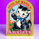 Full of Rage & Anxiety – Retro Cat Holographic Sticker