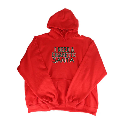 I Need A Cigarette Santa Custom Embroidered Hoodie