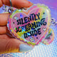 Silently Screaming Inside Holographic Heart Holographic Keychain
