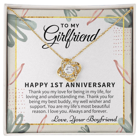 1st Anniversary Gift for Girlfriend, Personalized Anniversary Gift, One Year Anniversary Gifts, 1 Year Anniversary Gift for Girlfriend 14K White Gold