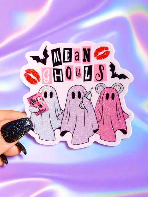 Mean Ghouls Funny Glitter Halloween Sticker
