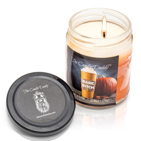 Basic Bitch - Funny Pumpkin Spice Latte Jar Candle  6 Ounce - 40 Hour Burn
