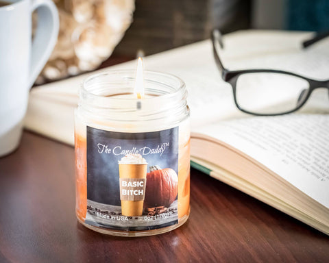 Basic Bitch - Funny Pumpkin Spice Latte Jar Candle  6 Ounce - 40 Hour Burn