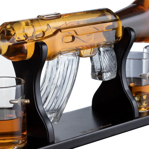 Gun Large Decanter Set Bullet Glasses