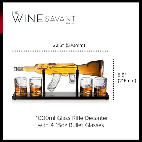 Gun Large Decanter Set Bullet Glasses