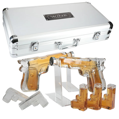 Pistol Whiskey Gun Decanter & Shot Glasses Set