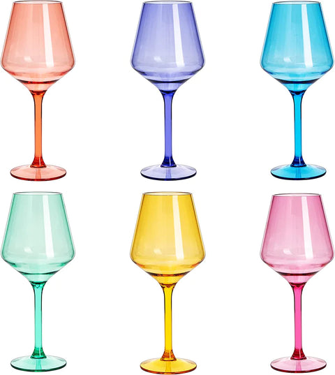 Unbreakable Colored Stemmed Wine Glasses