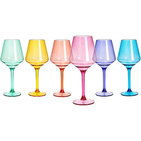 Unbreakable Colored Stemmed Wine Glasses