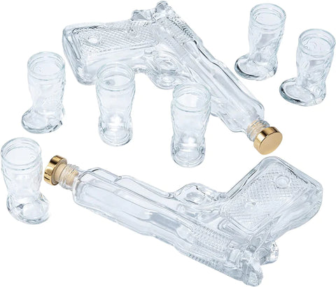 Pistol Whiskey Gun Decanter & Boots Shot Glasses Set