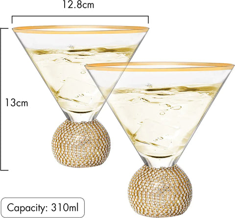 Crystal Ball Stemless Martini Glasses
