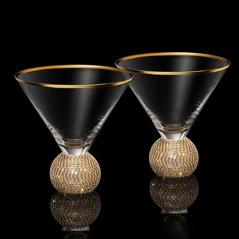 Crystal Ball Stemless Martini Glasses