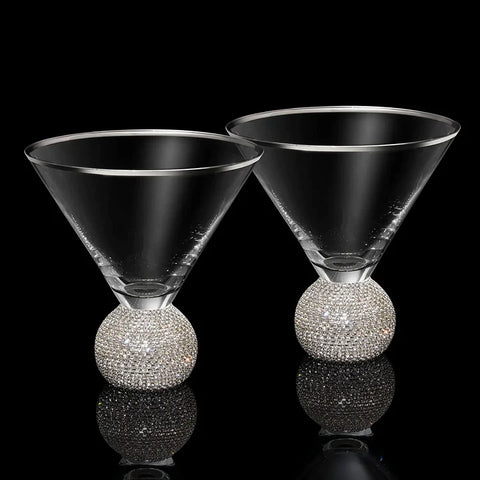 Crystal Ball Stemless Martini Glasses