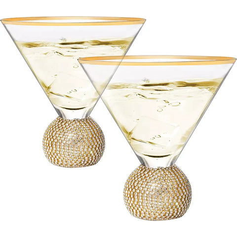 Crystal Ball Stemless Martini Glasses