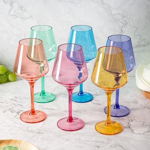 Unbreakable Colored Stemmed Wine Glasses