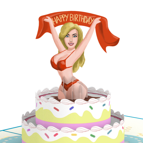 Surprise Cake Girl Birthday Greeting Card