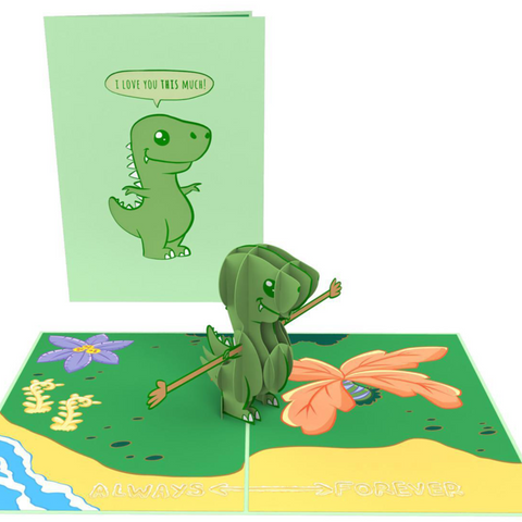 T-Rex Loves You This Much Inappropriate 3D Greeting Card