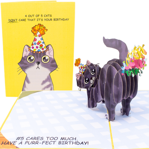 Purrfect Birthday Funny 3D Cat Greeting Card