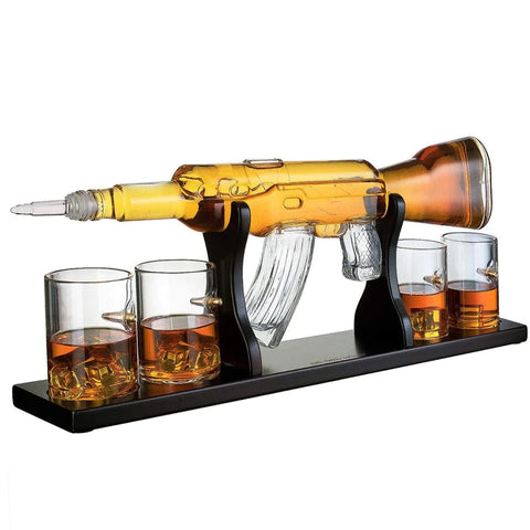 Gun Large Decanter Set Bullet Glasses