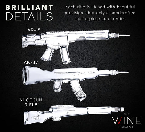 3 Gun Decanter with Glass AR-15, AK-47 and Rifle