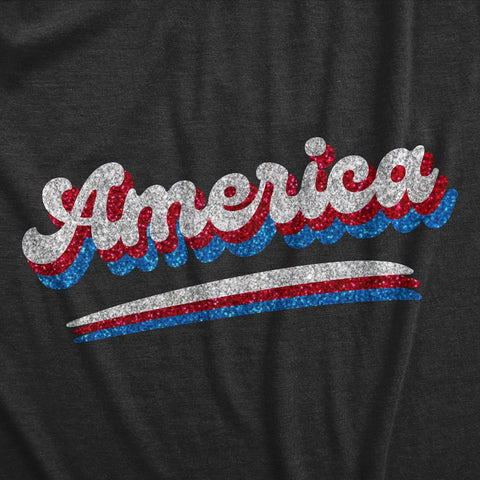 America Retro Glitter 4th Of July Women's Shirt