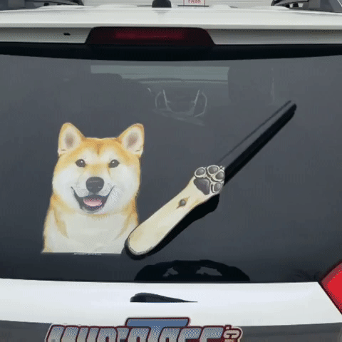 Shiba Inu Dog Dogecoin Waving WiperTags