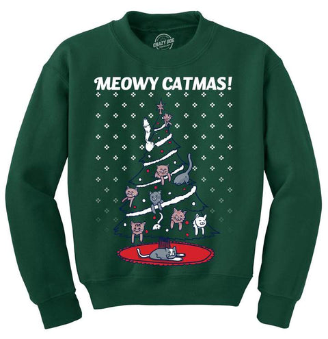 Meowy Catmas Crew Neck Ugly Christmas Sweater