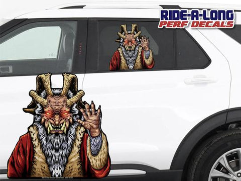 Krampus Claus Ride A Long Perforated Decal