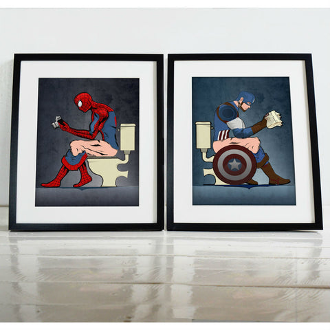 Spiderguy Captain On The Toilet Poster Set (Set of 2)